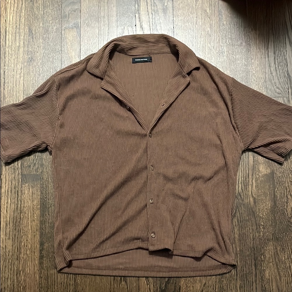 Brown Ribbed Men's Shirt